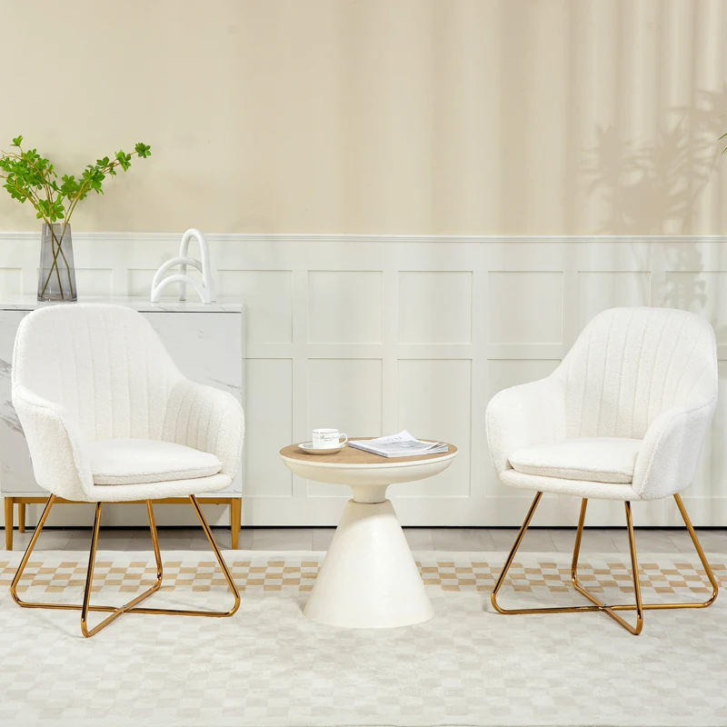 HOMCOM Set of Two Boucle Dining Chairs - Cream