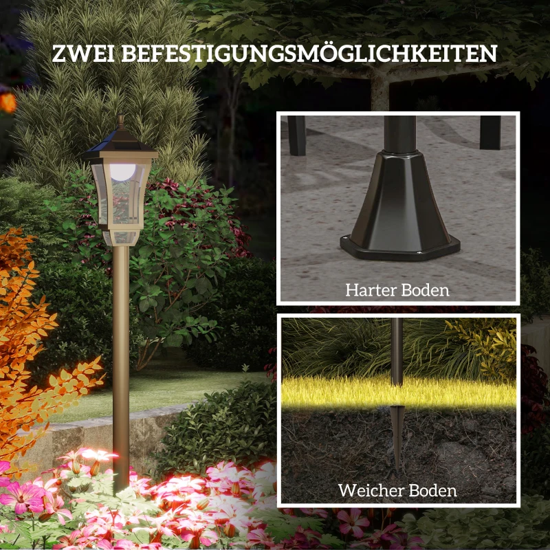 Outsunny Solar tuinlantaarn 127 cm – koudwit LED, lichtsensor, IP44(m-6)