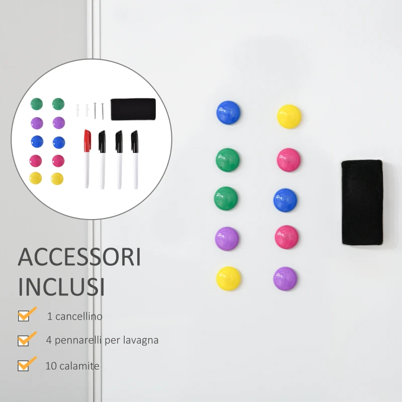 HOMCOM lavagna magnetica da parete con cornice in alluminio, con pennarelli, cancellino e magneti 90x60cm