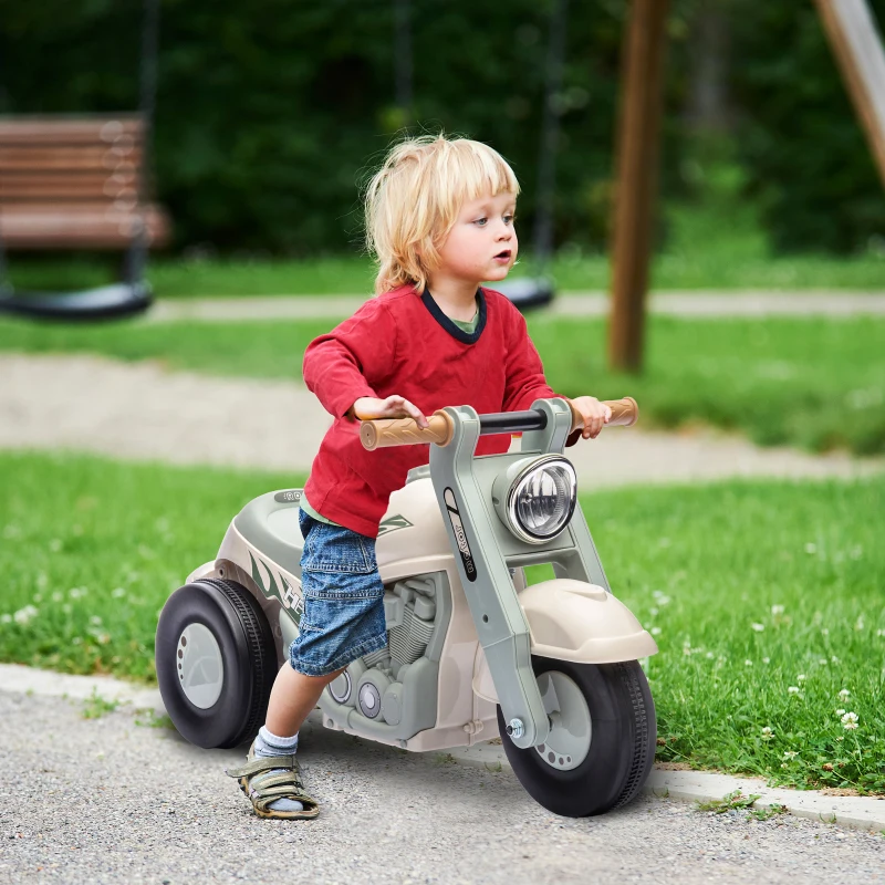 AIYAPLAY Glijauto in motor-ontwerp met muziek en bubbels voor 2-5 jaar, Crèmewit
