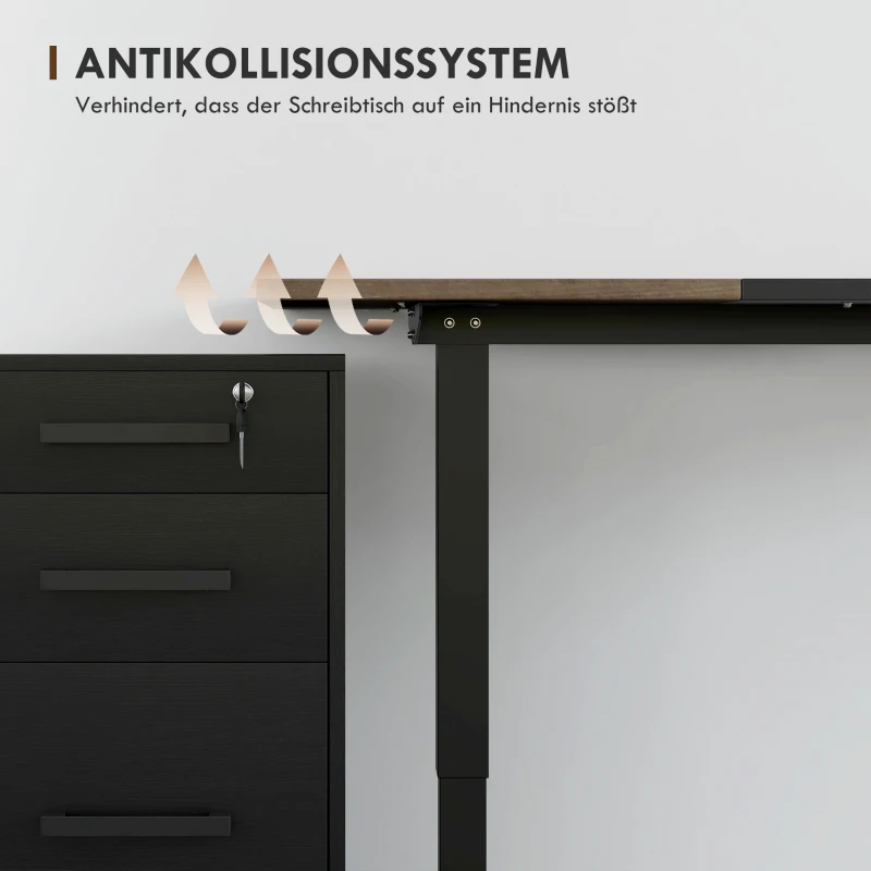 Vinsetto elektrisch bureau computertafel in hoogte verstelbaar metaal naturel zwart