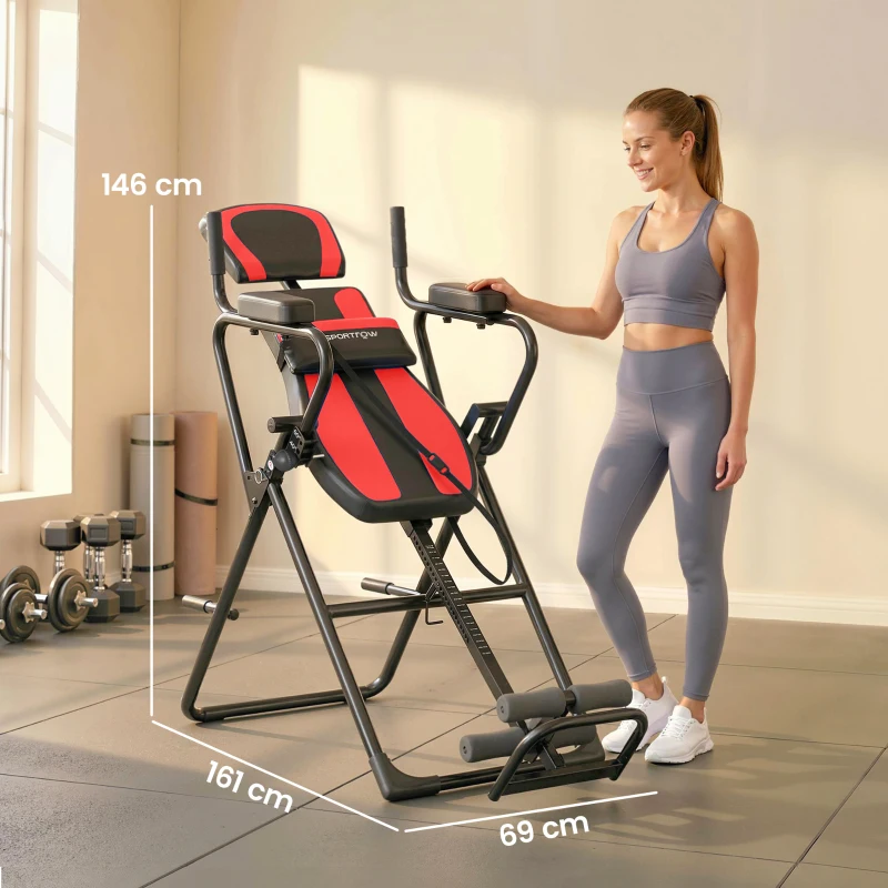SPORTNOW 3-in-1 Inversionsbank Inversionstisch mit 3 Inversionswinkel Liegestütz- & Klimmzugstangen Kopfstütze