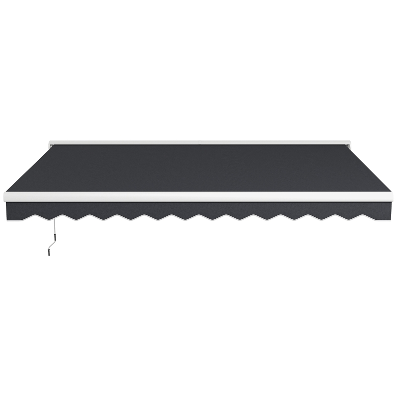 Outsunny Elektrisch/Handmatig Uitschuifbare Markies, Halfcassette, Afstandsbediening, Aluminium Frame, 4 x 3 m, Grijs