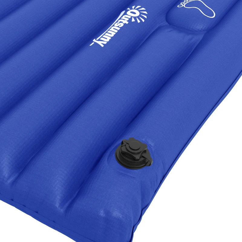 Outsunny Camping-Luchtmatras met Pomp, Snel Opblaasbaar, Duurzaam, 195x70x10cm, Blauw