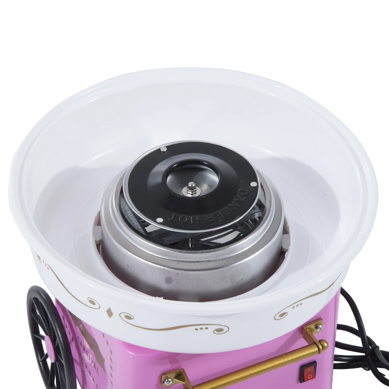 HOMCOM Suikerspinmachine suikerspinapparaat suikerspin machine 450 watt roze/rood