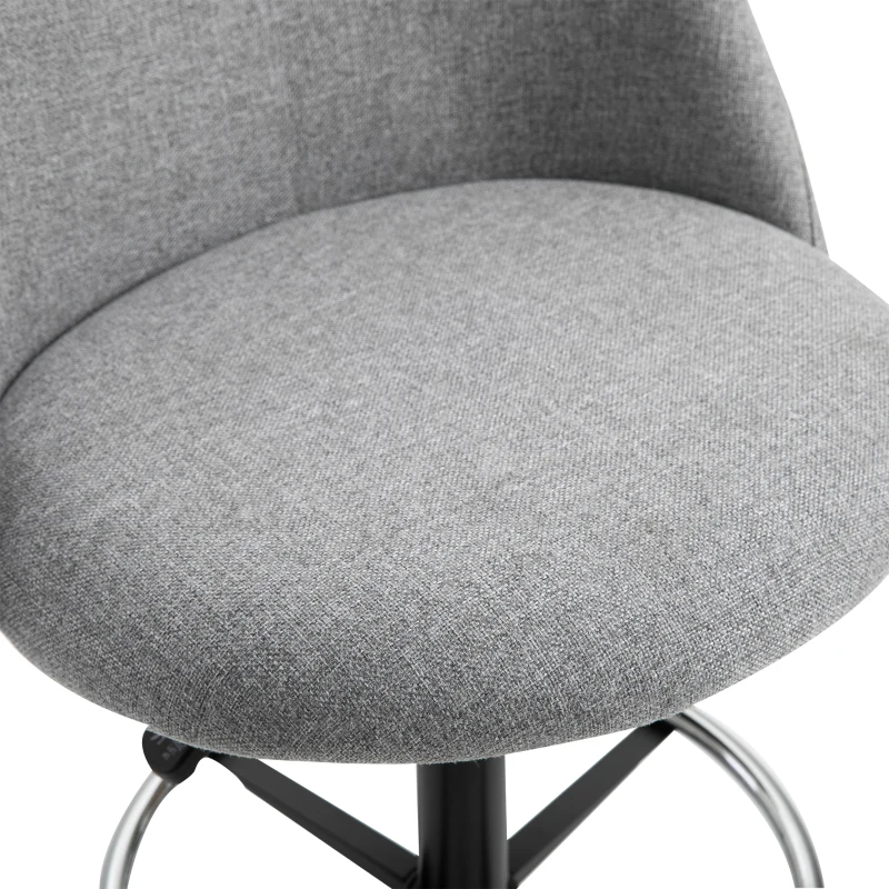 Vinsetto Chaise de bureau assise haute réglable 105-125H cm tabouret de bureau pivotant 360° lin gris