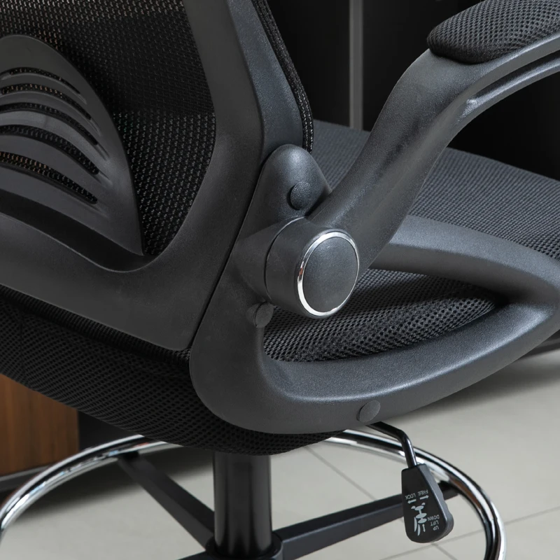 Vinsetto Mesh tekenstoel Ergonomische bureaustoel met zwenkwielen Zwart