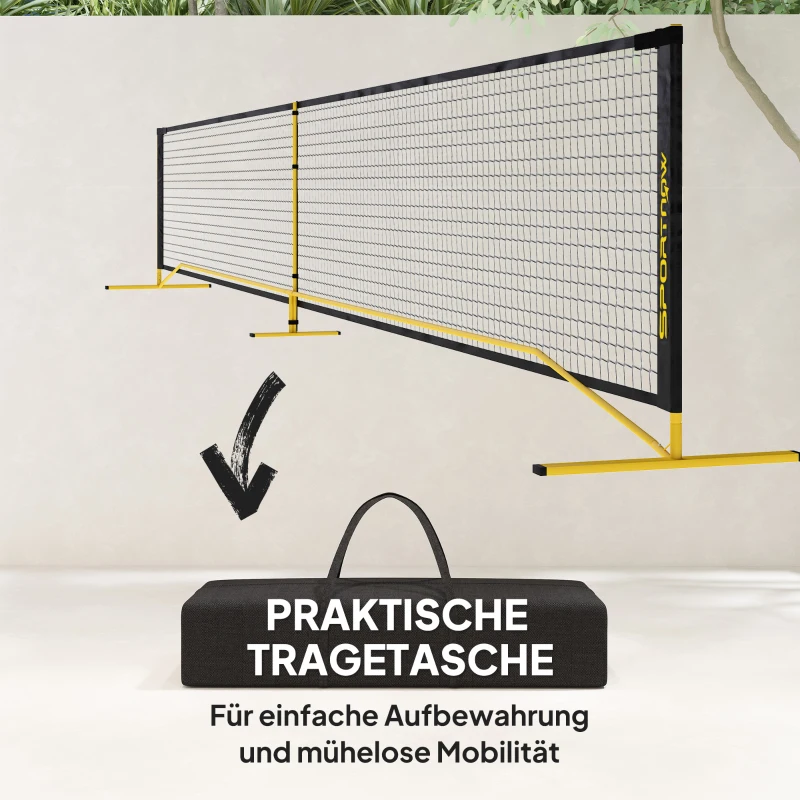 SPORTNOW Pickleball-net, draagbaar, met metalen frame en stoffen net, inclusief draagtas, Geel