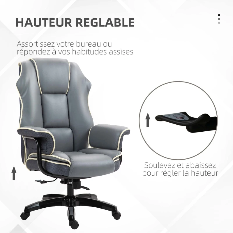 Vinsetto Fauteuil de Bureau Gamer Chaise de bureau Ergonomique Hauteur réglable Dossier Bascule et Inclinable Pivotante à 360°