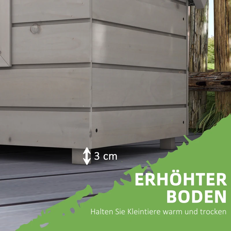 PawHut Buiten Kattenhuis Groot Modern Luxe Sparhout met Raam voor Katten Grijs Zwart