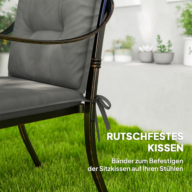 Outsunny 4-delige Stoelkussens set 108 x 50 x 5 cm met bevestigingsbanden, Binnen/Buiten Zitkussens Lichtgrijs
