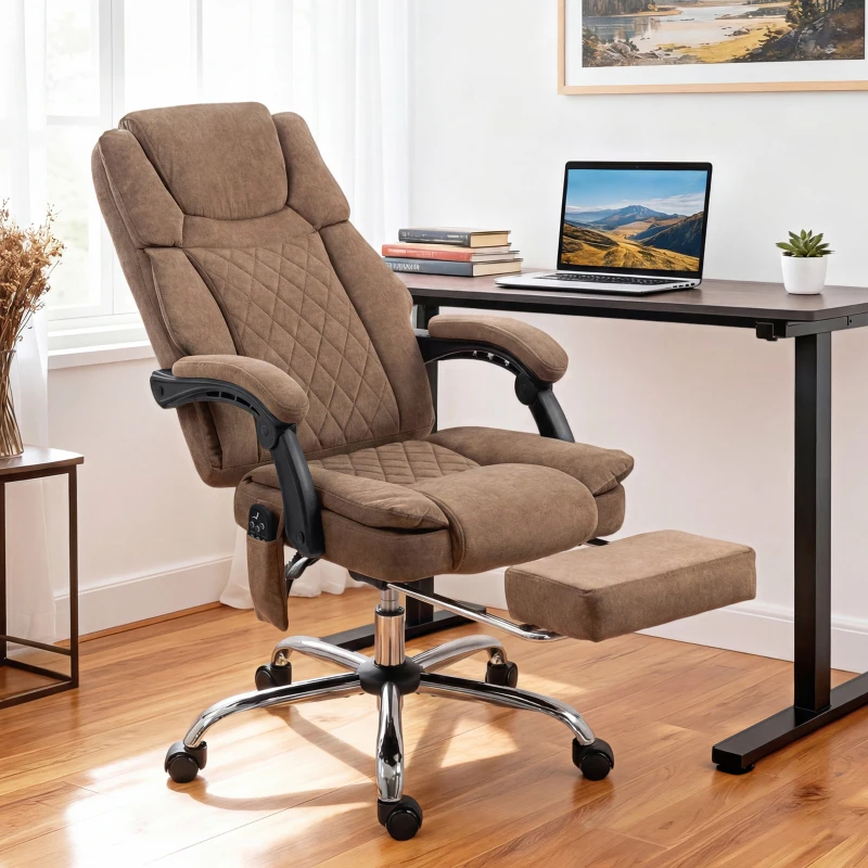 HOMCOM Office Chair with 6-Point Vibration Massage and Heat, Executive Computer Desk Chair with High Back, Reclining, Brown