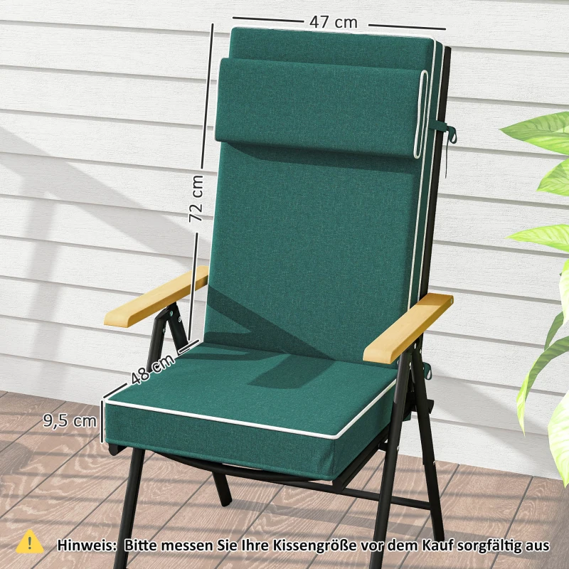 Outsunny Zitkussen 120 x 47 x 9,5 cm Waterafstotend met Banden, Hoofdsteun, UPF50+ Groen