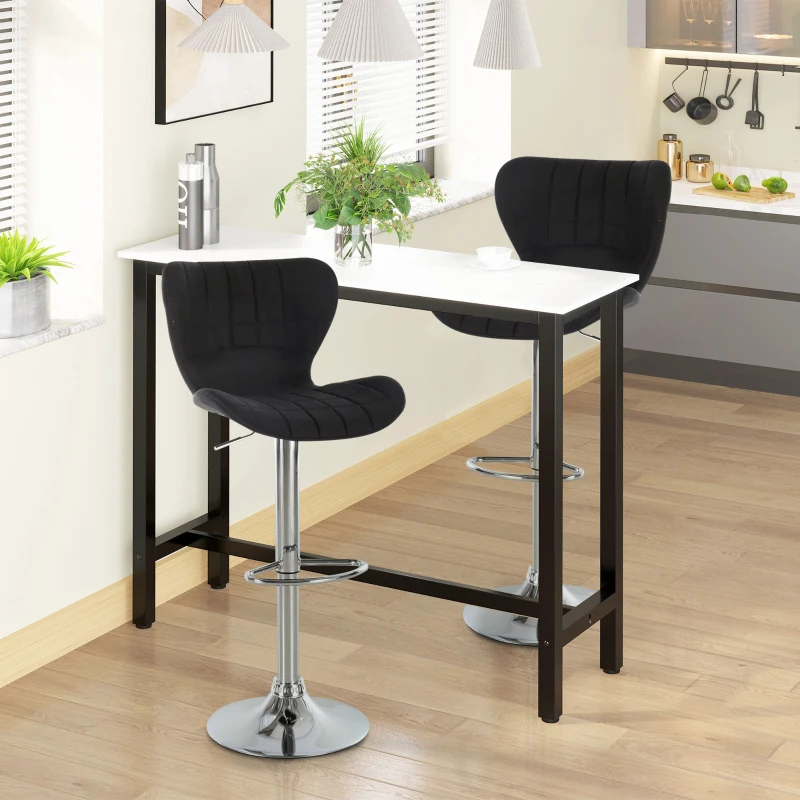 HOMCOM Lot de 2 Tabourets de Bar Design Contemporain Hauteur d'assise réglable 59-81 cm pivotant 360° Lin Noir