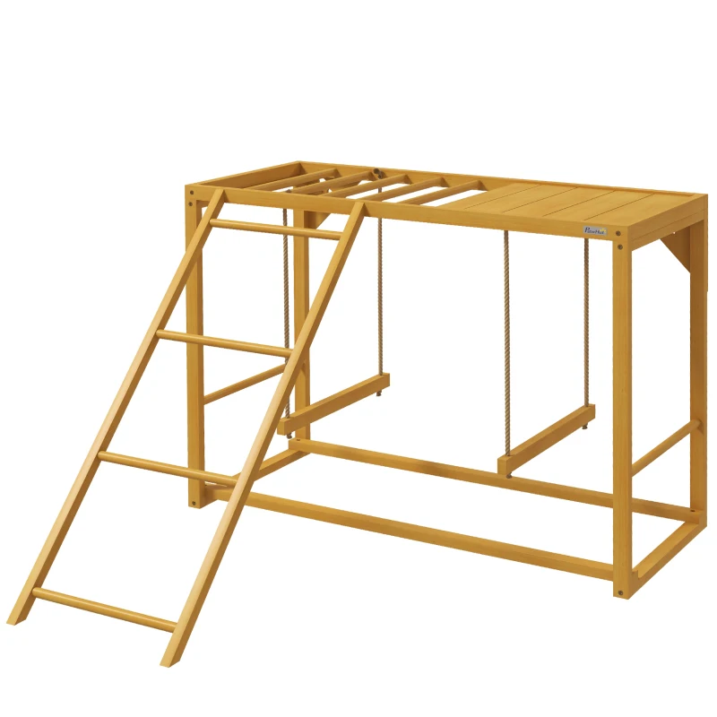 PawHut Kippenspeeltoestel met Schommels en Ladder, voor 3-4 Kippen, Kippenklimtoestel van Hout