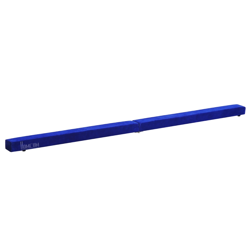 HOMCOM Barra de Equilibrio Gimnasia Plegable 210 cm Barra de Gimnasia Artística para Niños Adultos Entrenamiento en Casa Azul