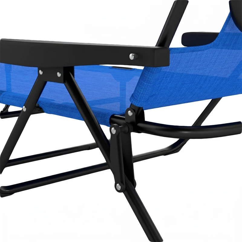 Outsunny Tuinligstoel Zonneligstoelen Relaxligstoel, Opvouwbaar, Weerbestendig, 194 cm x 72 cm x 31 cm, Zwart + Donkerblauw