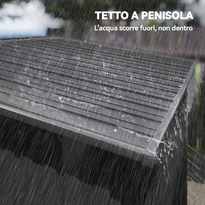 Outsunny Casetta da Giardino in Metallo con Prese d'Aria e Porta Scorrevole, 159x106x181 cm, Grigio Scuro