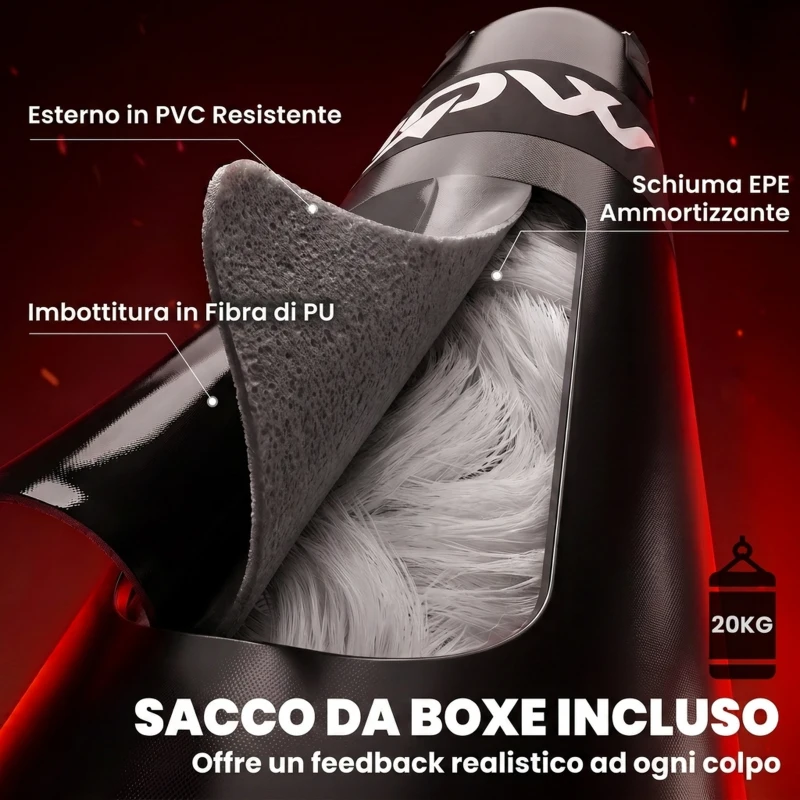 SPORTNOW Supporto per Sacco da Boxe con Sacco, Catena a 360°, Max 120kg, Allenamento MMA Muay Thai Palestra Casa