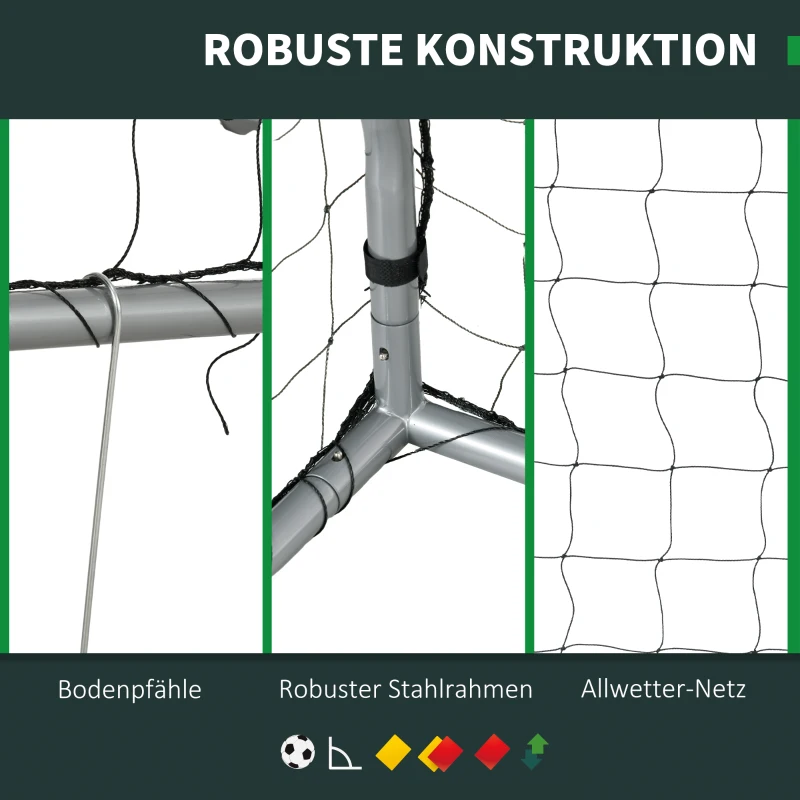 SPORTNOW Weerbestendig voetbaldoel, robuust net, stabiel metalen frame, eenvoudige opbouw, 300 x 200 x 120 cm