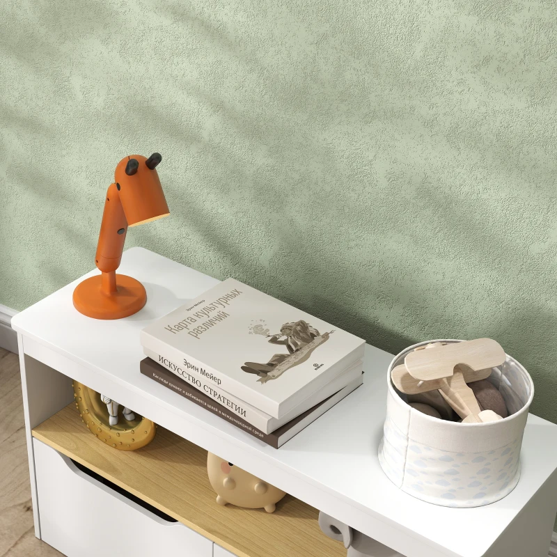 AIYAPLAY Organizador de Brinquedos Móvel de Arrumação Infantil com 2 Gavetas e Compartimento 80x30x45 cm Branco