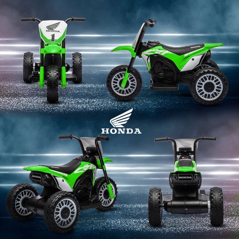 HOMCOM Moto Elettrica per Bambini con Licenza Honda CRF450RL a 3 Ruote, Età 18-36 Mesi, Verde