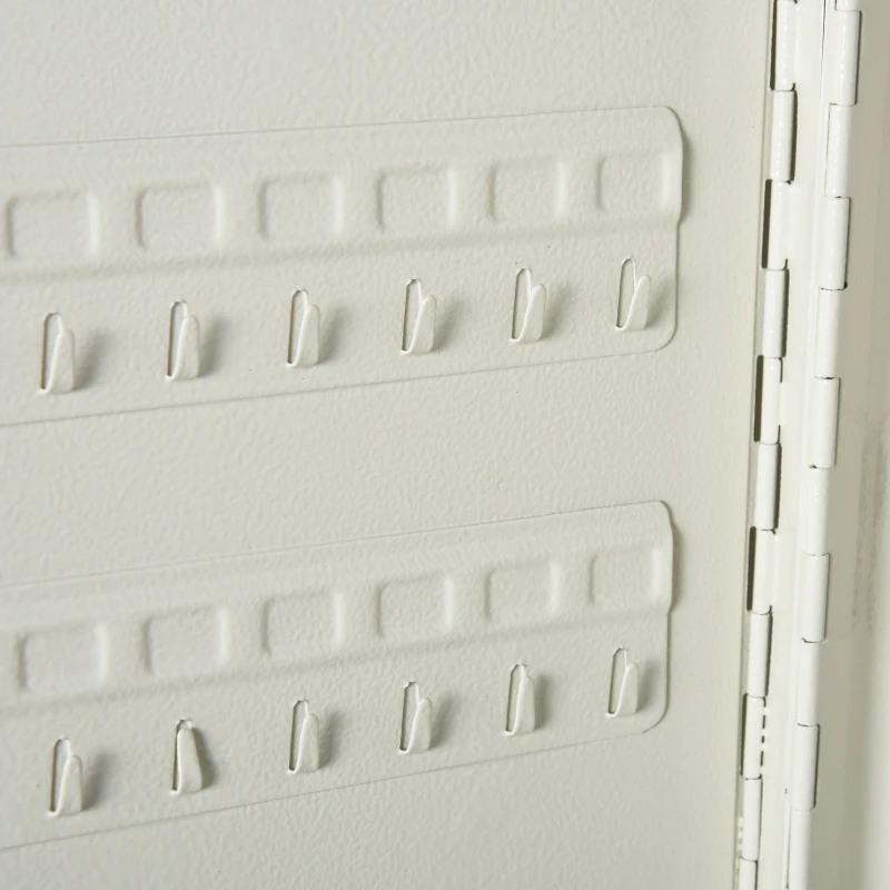 HOMCOM Armario de Llaves Caja de Seguridad para Llaves Bloqueable con 93 Ganchos y Etiquetas 2 Cerraduras Accesorios de Montaje Incluidos 30x24x7,5 cm Beige