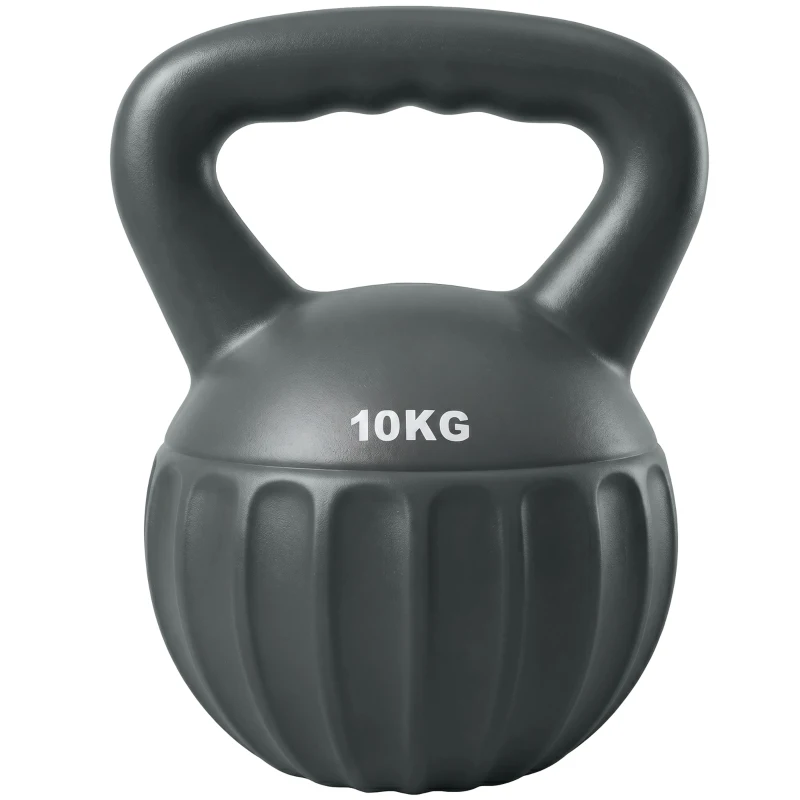 SPORTNOW Kettlebell 10 kg, Haltère avec Poignée Antidérapante, Haltère à Boule, Musculation, Entraînement, pour Gym, Gris