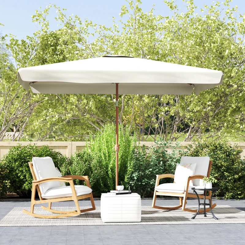 Outsunny Sombrilla de Terraza Exterior 300x200x245 cm con Ángulo Ajustable Mástil de Aluminio Manivela y Protección UV 50+ Beige