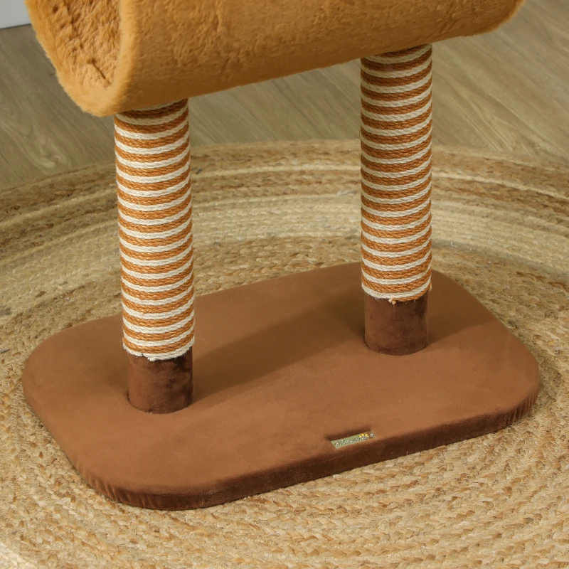 PawHut Krabpaal 98 cm Kattentoren in Hertontwerp met Speelhol, Speelbal, Jutepalen, Bruin