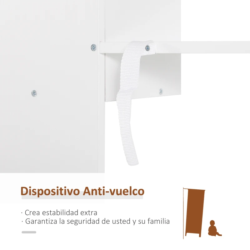 HOMCOM Estantería de 6 Niveles Librería Vertical de Forma Irregular Diseño Moderno Sistema Antivuelco 60x21x162,5 cm Blanco