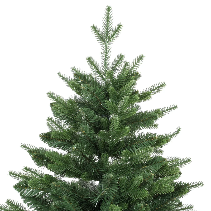 HOMCOM Sapin de Noël Artificiel 180 cm, Arbre de Noël avec 889 Pointes de Branches Articulées Réalistes, Support en Bois, Vert