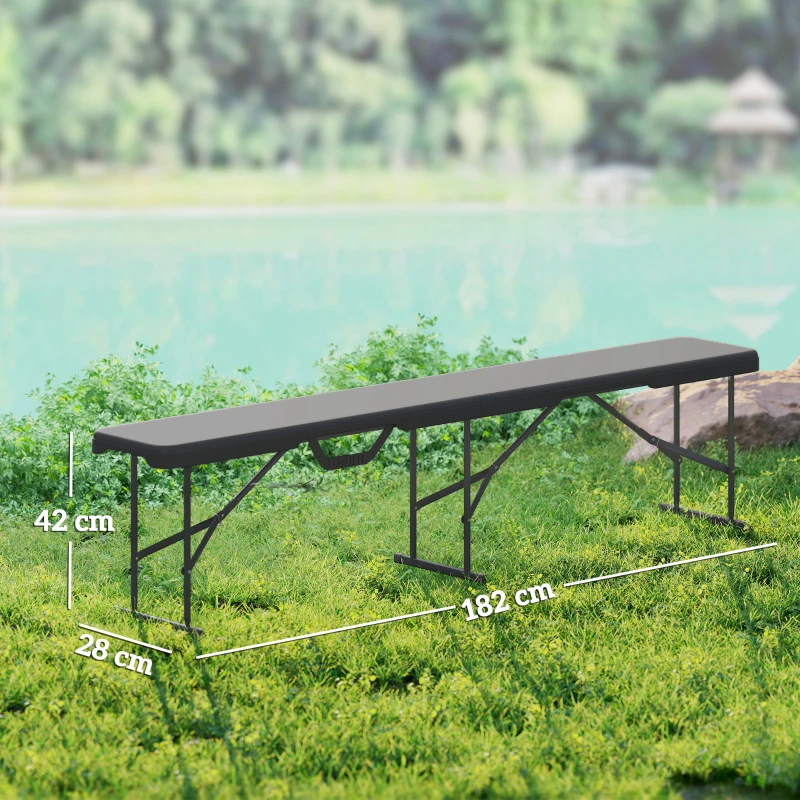 Outsunny Campingbank, Kunststof Buitenbank, Draagvermogen 240 kg, Zwart