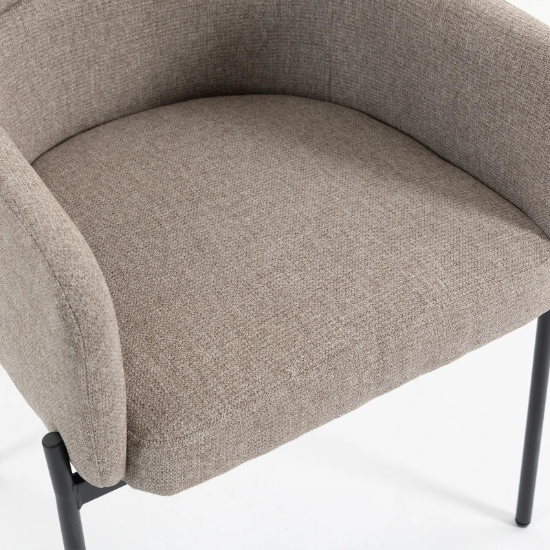 HOMCOM Moderne accentstoel, chenille fauteuil met hoogdicht schuim, ergonomische rugleuning, metalen poten, lichtbruin