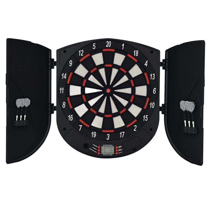 HOMCOM Elektronisch dartbord dartschijf dartset met 6 darts zwart + oranje 8 spelers