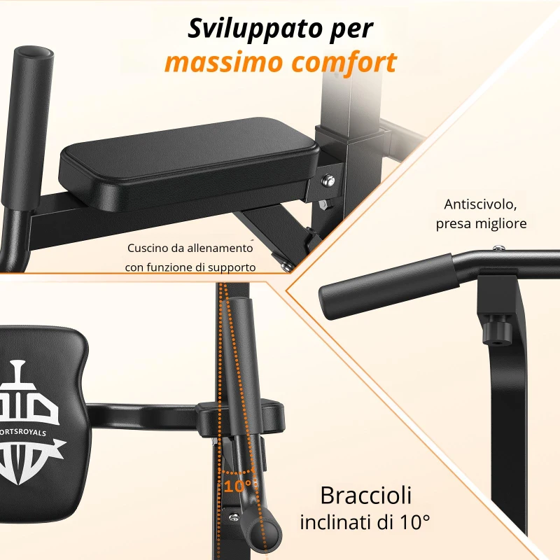 Power Tower Stazione per trazioni, 10‑in‑1 allenamento total body, schienale ispessito & allargato, 105x87x220 cm, Nero