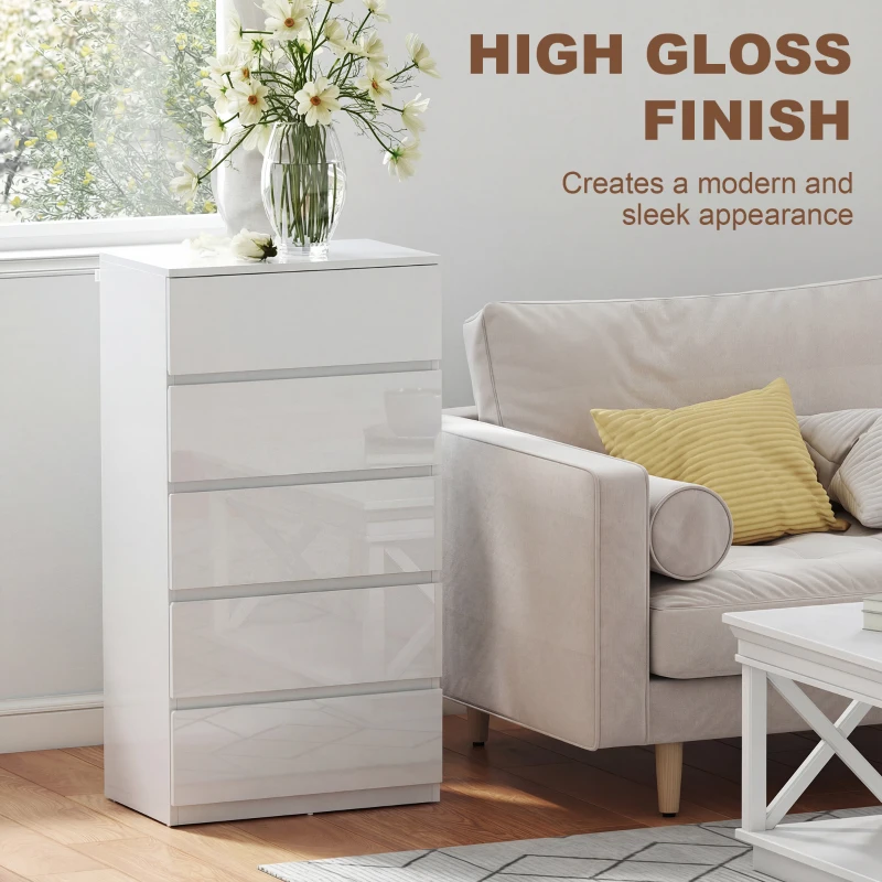 HOMCOM Chest of Drawers, 5-Drawer Storage Cabinets, Modern Dresser, Storage Drawer Unit for Bedroom