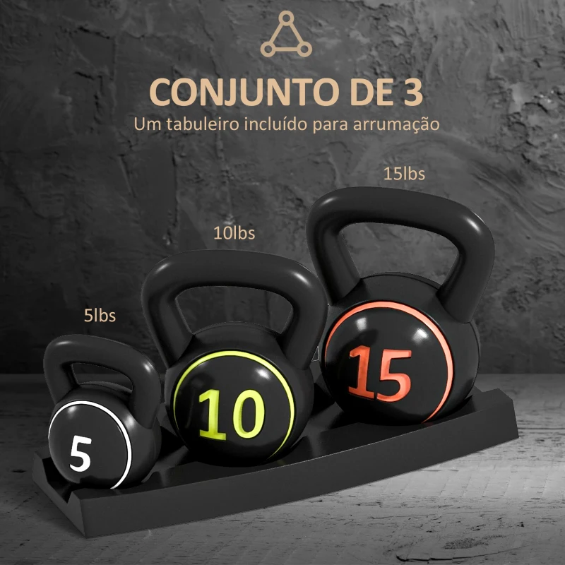 SPORTNOW Peso Russo de 2,2 kg, 4,5 kg, 6,8 kg Kettlebell de Fitness Preenchido com Areia com Punho Largo e Antiderrapante Preto