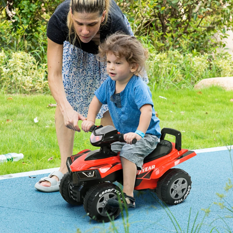 HOMCOM Quad Giocattolo Bambini 18-36 Mesi Licenza GOODYEAR Luci e Suoni Rosso