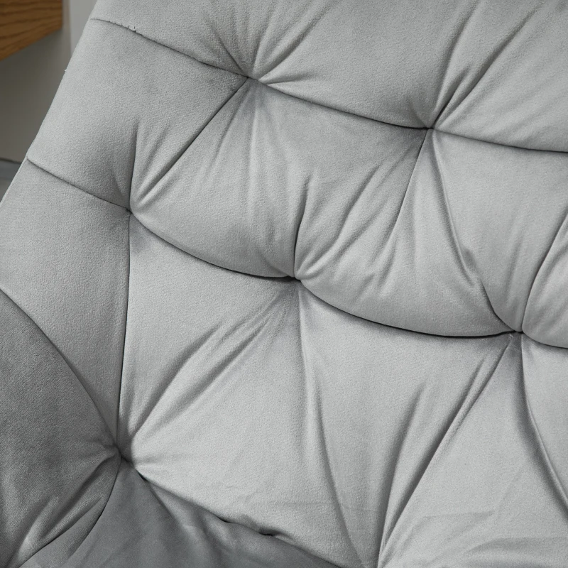 Vinsetto Chaise de bureau design contemporain pivotante 360° ergonomique hauteur réglable revêtement capitonné velours grand confort 59 x 58 x 90 cm gris