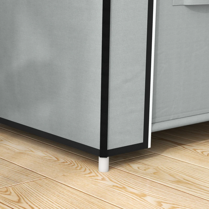 HOMCOM Kledingkast Stoffen Kast 1 Kledingstang, 2 Laden, 83 x 42,5 x 162,5 cm, Grijs