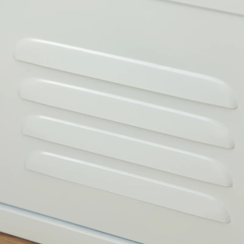 HOMCOM Caisson de bureau rangement bureau 2 portes métal blanc dim. 38L x 39I x 68H cm panneaux particules bois clair