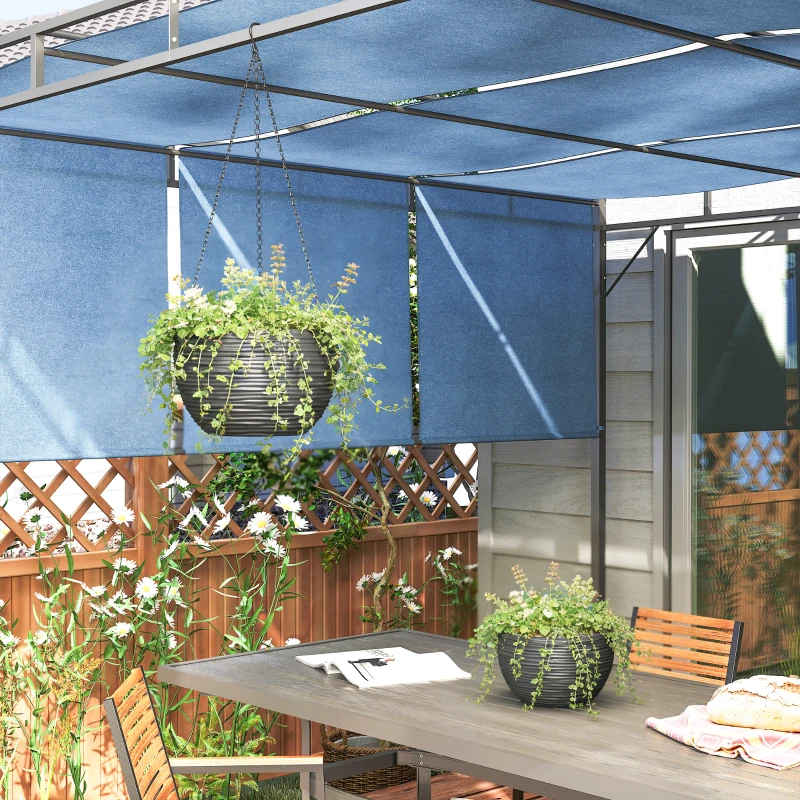 Outsunny Plantenvazen voor buiten- en kamerplanten, zelfbewatering, hangende plantenbakken met metalen kettingen, 4 stuks, zwart