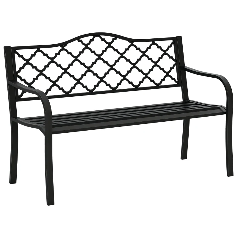 Outsunny tuinbank 2 zits metaal zwart 128 x 58.5 x 89 cm