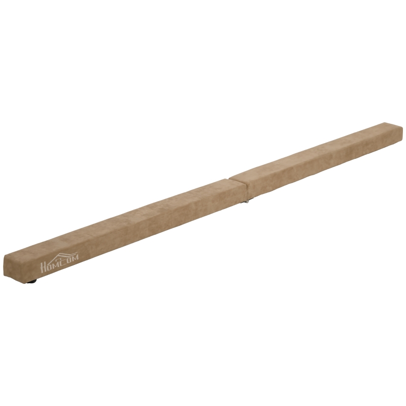HOMCOM Opvouwbare Evenwichtsbalk, Antislip, Suède Bekleding, Stevig Hout, 210 x 10 x 6,5 cm, Bruin(m-10)