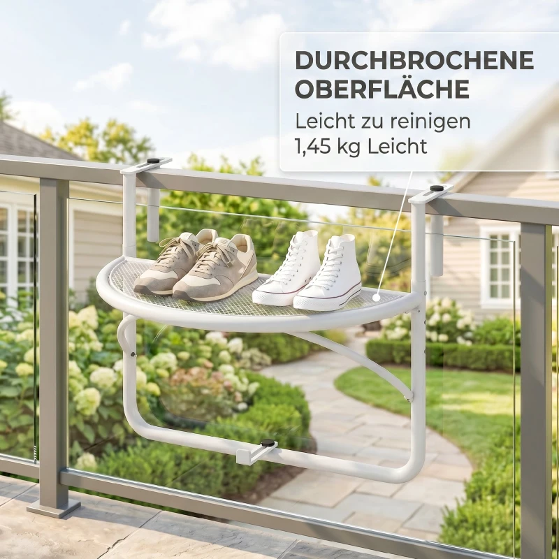 Outsunny Balkon hangtafel hangtafel in hoogte verstelbaar halfrond Ø30 cm terras metaal