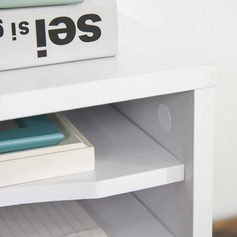 Vinsetto Lot de 2 organiseurs bureau bois blanc avec couches fournitures support d'imprimante dim. 35,5L x 25l x 28,6H cm