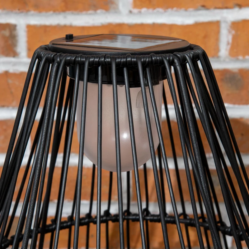 Outsunny buitenlamp, tuinlamp, werkt op zonne-energie, brandtijd van 8 uur, automatische inschakeling, rotanlook, 34 x 34 x 56 cm