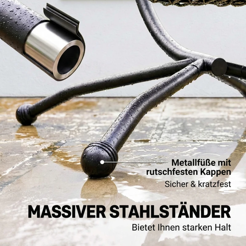 Outsunny Hangstoel, zit- en rugkussen, opvouwbare zitmand, bekerhouder, metalen frame, grijs