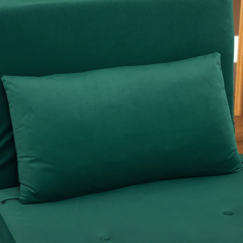 HOMCOM Klapfauteuil met bedfunctie, opvouwbare relaxfauteuil in fluweellook, verstelbare leuning, tot 120 kg draagbaar, Donkergroen(m-9)
